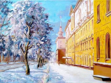 Городской пейзаж зимний Минск