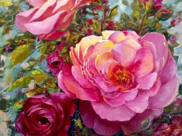 цветочная картина маслом на холсте